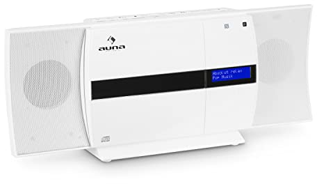 auna V-20 Kompaktanlage - Stereoanlage mit CD-Player und DAB+ Tuner, Mini HiFi Anlage mit UKW-Empfänger, Bluetooth, NFC, USB, MP3, AUX, Fernbedienung, LED-Display, Wandmontage möglich, weiß