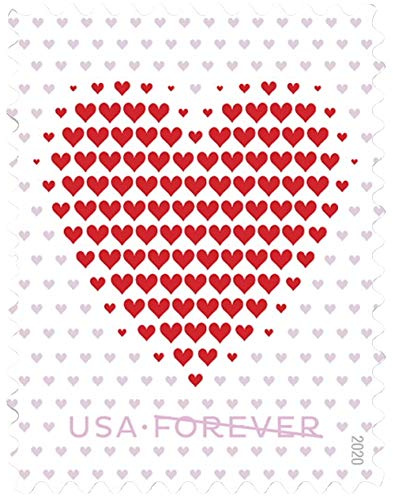 Made of Hearts Sheet of 20 Forever First Class Postage Stamps Wedding Celebration Love Valentines (1 Sheet of 20)