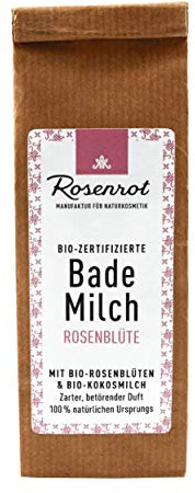 Rosenrot Cosmética natural – Leche de baño – pétalos de rosa – con flores de rosas orgánicas y leche de coco orgánica – Aroma delicado y cautivador – 100% de origen natural
