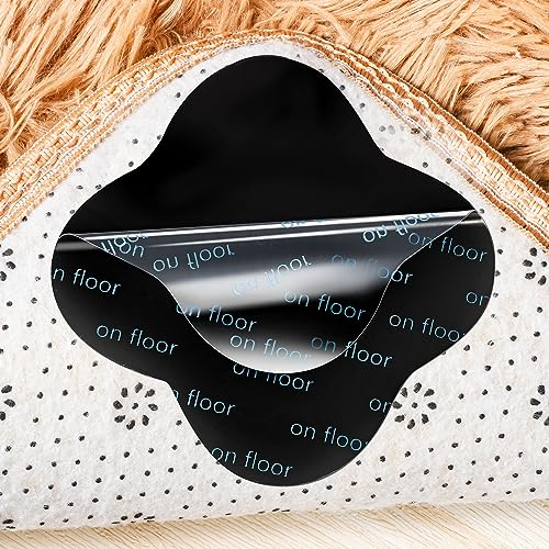FUYOAL 8 Pieces Rug Grippers, Large Size Carpet Grippers Reusable Anti Slip Rug Grip Rug Stickers for all Types and Sizes of Rugs