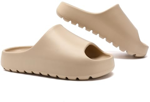 Uonesone Sliders kvinnor män sommar moln reglage, ultramjuk dusch badrum halkskydd snabbtorkande öppen tå supermjuka bekväma tjocka sultofflor tofflor tofflor tofflor inomhus utomhus, BEIgE, 39/40 EU
