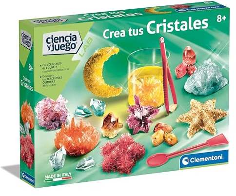Clementoni CREA Tus Cristales 55547 Juguete científico para Crear Tus Propios Cristales de Distintas Formas y Colores, aprendiendo a la Vez principios científicos, 8 años+