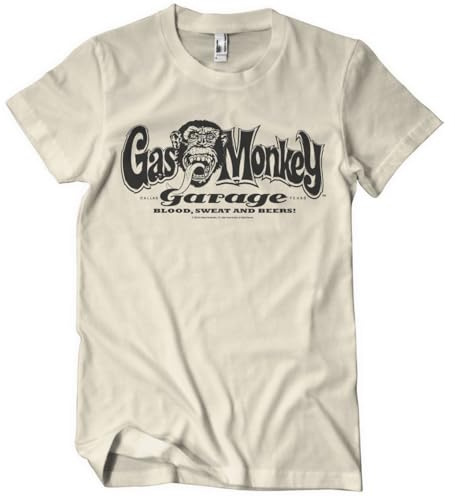 Gas Monkey Garage Officiellt licensierad Gas Monkey Garage Gas Monkey Garage Logo T-shati ya mens (Kaki), Medium