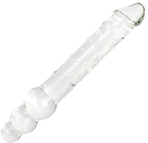 28cm Double Ended Dildo, Crystal Glass Double Dong Pleasure Wand Massage Dildo Realistic Penis for Vaginal G-spot Anal Sex Toy for Women Lesbian