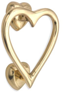 Infinity Decor Battente in ottone lucido a forma di cuore, in ottone massiccio di alta qualità, per porta d'ingresso e cancello