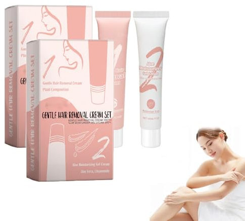 Auures Haarentfernungs-Creme-Kit, Gesichtshaarentfernungscreme, beruhigende Enthaarungscreme, glattes und glänzendes Haarentfernungsset für die Gesichtslippe (2 Set)