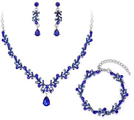 Rensa bröllopssmycken set för kvinnor, glänsande strass tårdroppe löv kluster uttalande halsband dinglande droppe örhängen länk armband för bröllop fest bal tillbehör, Kristall