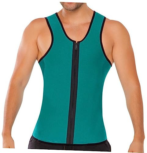 Beavorty Gilet de Sport pour Homme en Néoprène Vert Fermeture Éclair, Design Col en U Large, Aide la Posture, pour L'exercice Quotidien