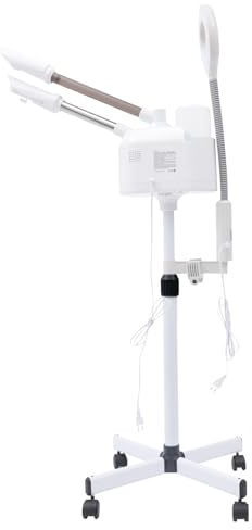 3 in 1 Gesichtsdampfer Ozon Bedampfer Gesichtssauna Dampf Porenreiniger mit heißer und kalter Düse Dampfgerät mit LED-Lupenlampen und Intelligenter Touchscreen für Spa, Salon und zu Hause (Weiß1)