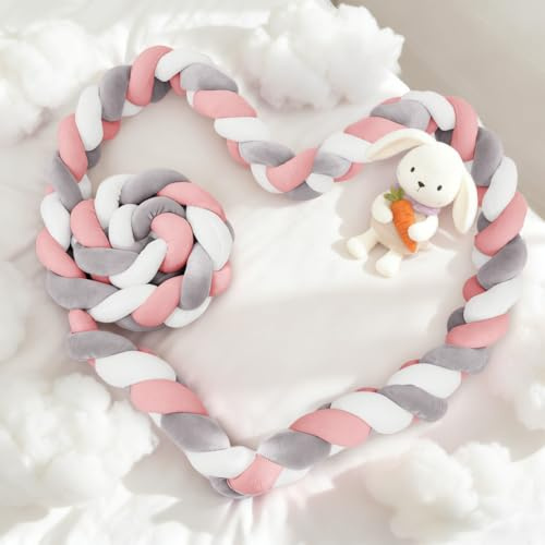 PTKG Bed Guard Rail Knot Nursing Cushion for Home Bedroom all Round Braided Protector for Room Bed Decor Knot Pillow Braided Cushion Knotted Cushion Cotton Bed Set,B12,100CM
