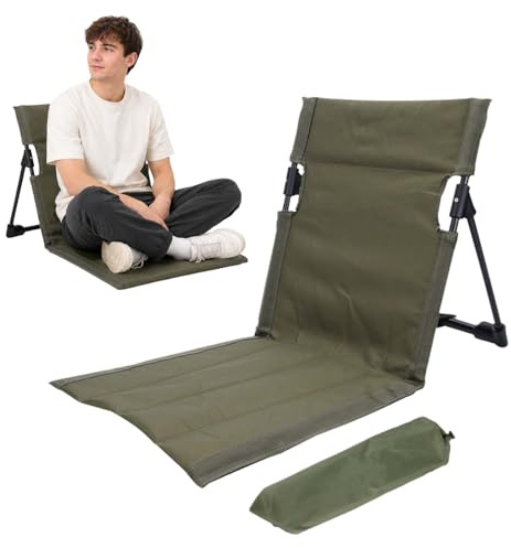 39,5 x 38 x 39 cm bekväm strandstol vikbar, med stativ, bärbar strandstol vikbar, golvstol utomhus grön, strandstol vikbar lätt, lämplig för camping, utomhusaktiviteter.
