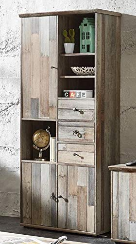 Froschkönig24 Stauraumelement Bonanza Standvitrine Wohnzimmerschrank Anrichte Driftwood Nachbildung