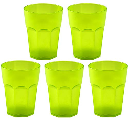ENGELLAND - 5 bicchieri di plastica, per cocktail, verde, da 250 ml, impilabili, riutilizzabili, in plastica, effetto gelo, riutilizzabili, per feste, bicchiere da bere