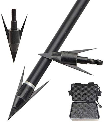 SHARROW Bogenfischen Pfeilspitzen Jagdspitzen Bowfishing Broadhead Fisch Pfeil 145 Grains Bogen Angeln Darts mit Broadhead Box für Pfeil und Bogen (12)