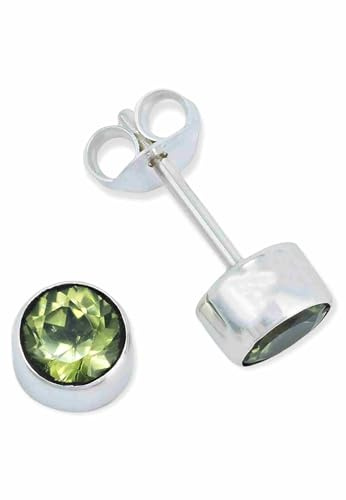 Ohrstecker 925 Silber Peridot leuchtend grüner Stein Edelstein Ohrringe echt Silber Damen Sterling Silber Stecker Geschenk(MOS-038-59)