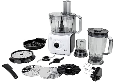 SQ Professional K-Mojo DigiMaster Food Processor Blender, Grinder, Juicer, Smoothie Maker All in One - Digital Multifunctional Kitchen Robot 1000W, White