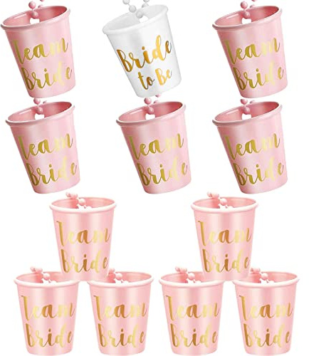 TZQFROCE 12 stycken snapsglas med kedja bride gåvor shotglas för upphängning pärlor team bride shotglas halsband bekvämt för möten fester fester vänner familj
