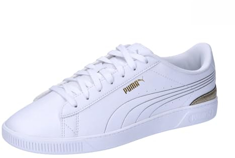PUMA Damen Vikky V3 Metallic Shine Sneaker, Puma White Puma Gold Puma Silver, 39 EU