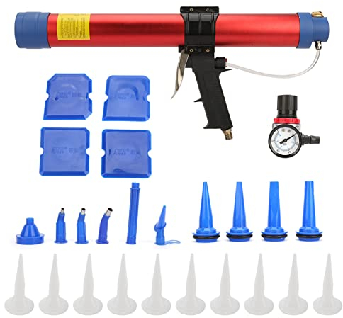 600 ML Weichkleber-Luftpistole Pneumatische Kartuschenpistole Luft-Silikonpistole Handwerkzeug mit Geschwindigkeitsmesser für Architektonische Dekoration