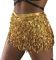 Durio Glitzer Fransen Pailletten Quasten Rock - Bauchtanz Kostüm Festival Damen Rave Kleidung Gold Einheitsgröße