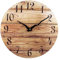 Plumeet Wanduhr, 25cm Rahmenlose Hölzerne Wanduhren mit Leisem Quarzwerk, Rustikale Landhaus-Walnuss-Uhren Dekorativ für Küche Schlafzimmer Wohnzimmer, Braun