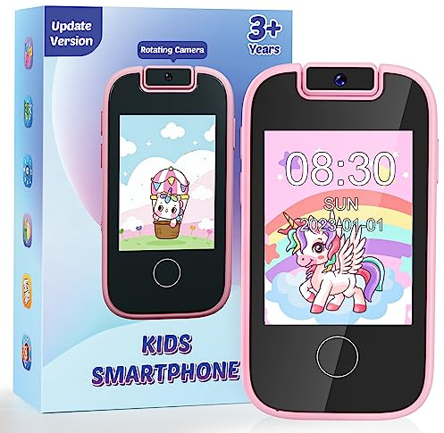 Kids' Smart Phone for Girls, Christmas & Birthday Gift for 3-6 Year Olds, MP3 Music Player with Dual Camera & Alarm Clock Toy Phone Learning Toys with SD Card