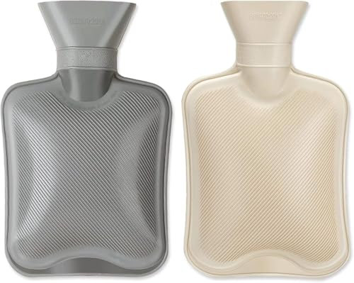 Hot Water Bottle Rubber 1 Liter 2Pcs, Cute Hot Water Bag for Pain Relief, Hand Feet Warmer