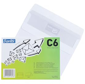 Bantex Selbstklebende Briefumschläge/Umschläge C6 (114 x 162 mm), Weiß, 50 Stück in Folienpackung