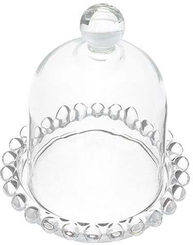 KICHOUSE Crystal Glass Cake Plate Handle Dustproof Dessert Tray Mini Footed Cake Stand Dome Decorative Pastry Bread Plate