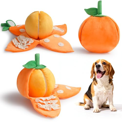 Nocciola 5-in-1 Dog Enrichment Toys For Mental Stimulation, Intelligence Puzzle Dog Snuffle Toy With Crinkle Papers For Small Medium Large Dogs, Hide And Seek，Orange, Dog Gifts