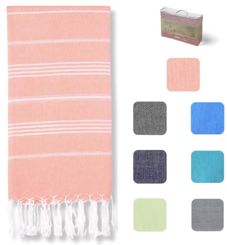 MyStilo® XXL Saunahandtuch Hamamtuch - Großes, Weiches Badetuch 100x200cm, Schnelltrocknend - Premium Strandtuch, Beach Towel, Handtuch für Männer, Frauen, Yoga und Fitness (Lachse)