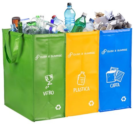Set Bidoni Differenziata da Interno Stabili, Impermeabili, ermetiche - Borse Raccolta Differenziata