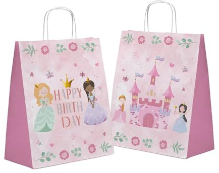 Folat 27491 Décoration d'anniversaire Princesse Rose - Sacs cadeaux - Pretty Princess - 20 x 27 cm - 6 pièces - fête de princesse
