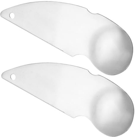 ULTECHNOVO Lot De 2 Coupe-Kiwis en Acier Inoxydable 304, Éplucheuse Et Pelle à Pulpe Portable, Trancheuse à Kiwis Multifonctionnelle, Outil Manuelle pour Fruits, Usage Domestique Et Professionnel