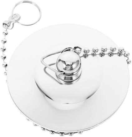 BUGUUYO Tapón de Bañera de Acero Inoxidable con Cadena Larga Tapón de Drenaje para Baño y Cocina Sellado Hermético para Lavabo y Bañera Accesorio Resistente y Práctico