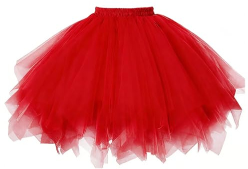 Tomedeks 1 Pezzi Gonna tutu Donne, Gonna Tutu in Tulle Donna, per Adolescenti e adulti, Adatto per Halloween, balli in costume, feste festive（Rosso）