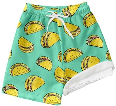 Generisch 2027 - Bañador para niño con cordón, cómodo bañador de doble capa para niños, playa, piscina, surf, traje de verano, Verde claro., 14T/160