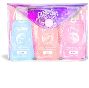 Merci Handy - Kit Gels Galaxy 3x30ml - Voyage Hygiène - Taille Pratique - Format Voyage Facile à Transporter - Pochette Réutilisable Stylée