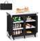 COSTWAY Camping Cupboard, Portable Aluminum Outdoor Storage Cabinet with 6 Shelves, Side Pockets and Carry Bag, Kitchen Cook Station Camping Table for BBQ, Party & Picnic (Black)