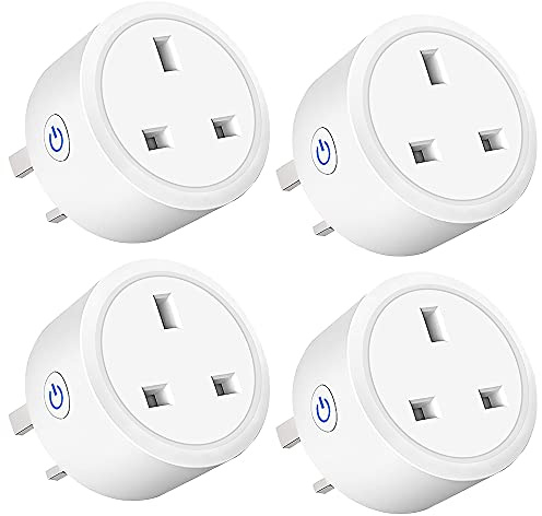 Smart Plug WiFi Socket Monitor Timing Function Tuya SmartLife APP Control Works with Amazon Alexa (Echo, Echo Dot), Google Home, IFTTT, Smart Socket, Remote Control 16A Power Smart Plug (4PACK)