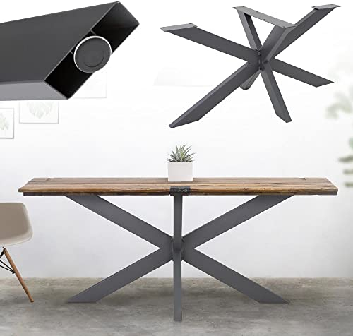 ML-Design Tischgestell Spider 78x71x120 cm, Anthrazit, Kreuzgestell Kreuz X-Design Tischfüße Möbelfüße, Schwerlast Tischkufen Stahl, Metall Tischbeine, DIY Esstisch, Industriedesign, einfache Montage