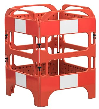 The Workplace Depot Manhole Barrier – Chapter 8 Compliant HDPE Safety Barrier with Hinged Clips – 990mm High, Lightweight & Foldable – Ideal for Roadworks, Utility Repairs & Site Safety (4 Sided)