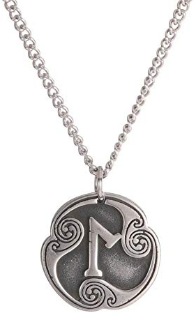 Amaxer Collar de 24 runas con talismán vikingo, joyería asatru, colgante pagano wiccano, runas nórdicas, collar de amuleto nórdico vintage para mujeres y hombres (Laguz)