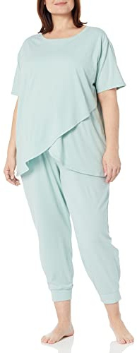 Amazon Essentials Ensemble de Pyjama de Grossesse et d'allaitement en Coton Femme, Bleu Grisé, L