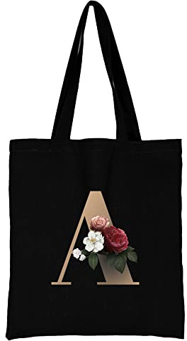26 Letter Printed Canvas reusable grocery bags, Foldable Casual Travel HandBag, Shoulder Beach Tote Bags, Shopper bag eco friendly super strong washable Storage bags Shopping bag Canvas bag for Women