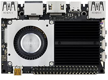 Amlogic A311D2 Single Board Computer-Khadas VIM4 mit 3.2 Tops NPU mit aktivem Kühlungsset, unterstützt 4K-UI und HDMI-Eingang, 4 Display-Schnittstellen, LAN WiFi 6 & BT5.1, 8 GB 64bit LPDDR4X 2016 MHz