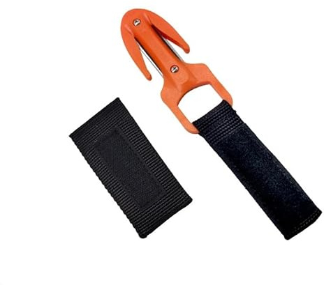 pistro Dive & Surf Safety Twin Line Cutter | PP Handle + Sheath | Carbon Steel Blade for Scuba Diving, Fishing Nets - Orange