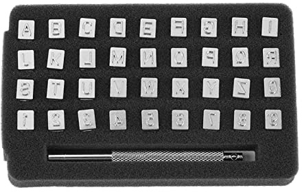 Juego de Punzones de Número de Sello de 36 Piezas, Herramienta de Punzonado de Cuero con Letras de Acero para Estampado de Artesanía de Cuero DIY (6 mm)