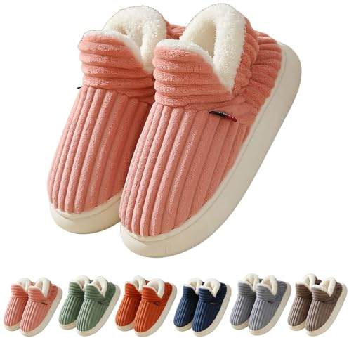 Peticehi Chaussons Femme Hiver Chaud, Chaussons Chauds Et Douillets En Forme De Nuage Pour Homme Et Femme, Pantoufles D'Hiver Chaudes Et Pelucheuses Pour La Maison (40-41,Pink)