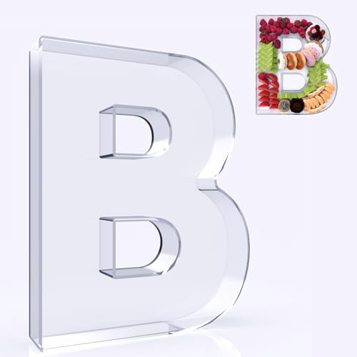 RUFHVTY 11 Acrylic Letter Charcuterie Box, Reusable Fillable Alphabet Number Shaped Form Tray for Birthday Anniversaries, Party Decorative Serving Plates Display Candy Cake (B)